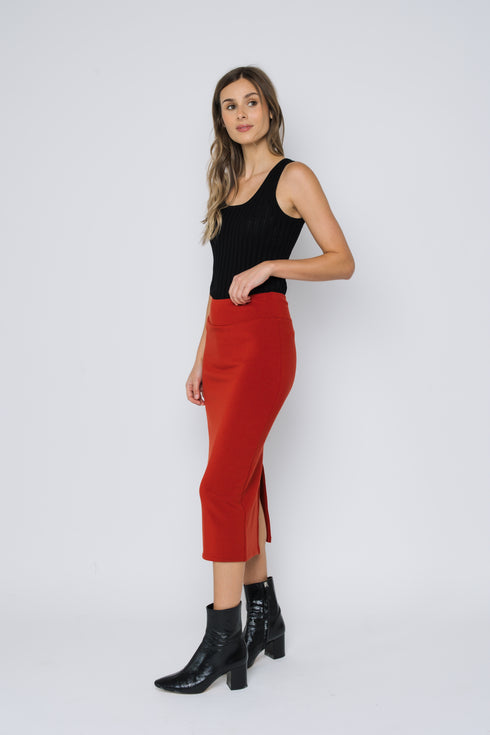 Erin-Luxe Fleece Midi Skirt